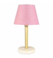 Bronz Gövdeli Abajur Pembe Dokuma
