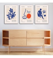 Henri Matisse 3'lü Kanvas Tablo Seti - Modern Soyut Minimalist Duvar Dekoru