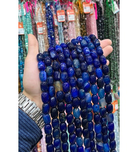 Madagaskar Akik Taşı Silindir Kesim Mavi 13x18mm Doğal Taş Dizi