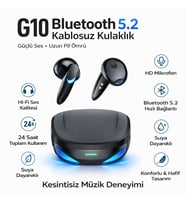 G10 Bluetooth 5.2 Kablosuz Kulaklık Hi-Fi Ses Oyuncu Kulaklığı Rgb Işıklı Çift Mikrofonlu 3 Modlu