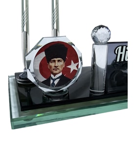 Sentez Yeni İş Hediyesi Atatürk Masa İsimliği (Gümüş Gri)