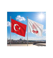 CHP Bayrağı ve Alpaka Kumaş Türk Bayrağı 2'li Set 70x105cm