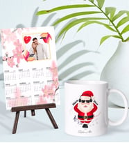 BK Gift Kişiye Özel Yılbaşı Tasarımlı Kupa Bardak ve 13x18cm Fotoğraf Kartlı Şövaleli 2024 Takvim Hediye Seti-31