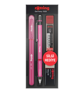 ROTRİNG VERSATİL KALEM + JEL KALEM VİSUCLİCK 0.7MM SİLGİ UÇ KIRTASİYE SETİ PEMBE 5727