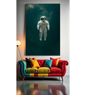 SÜZÜLEN ASTRONOT V11 Ev Duvar Salon Güzellik Salonu Ofis Dükkan Dekarasyon Kanvas Tablo (Çok Renkli)