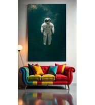 SÜZÜLEN ASTRONOT V11 Ev Duvar Salon Güzellik Salonu Ofis Dükkan Dekarasyon Kanvas Tablo (Çok Renkli)
