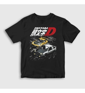 Presmono Unisex Çocuk Siyah Poster Drift Anime Initial D T-Shirt 523771tt