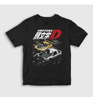 Presmono Unisex Çocuk Siyah Poster Drift Anime Initial D T-Shirt 523771tt