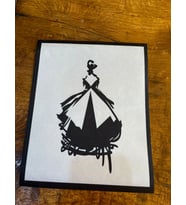 KARA KALEM SİYAH GELİN ARMA DİKİŞ APLİKE 23X19 CM