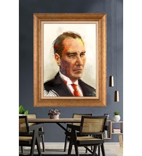 Altın Varaklı Çerçeveli Paspartulu Atatürk Tablo DC1333 (Gold)