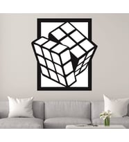 DEKOR TRENİ 3D Rubik  Küp Dekoratif Ahşap Tablo (Siyah)