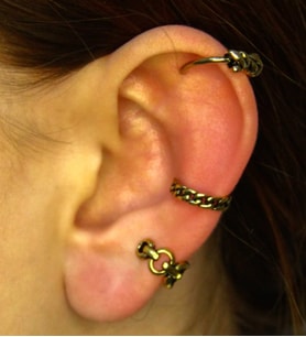Vintage Antik 3'lü Deliksiz Ear Cuff Ayarlanabilir Kıkırdak Küpe Seti eukk8 (Sarı)