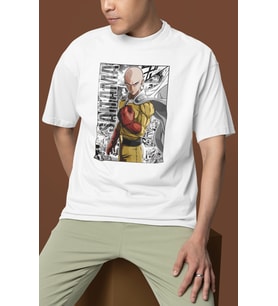 One Punch Man Saitama Baskılı Unisex Oversize Anime Dizi Karakter Tişört