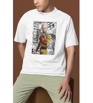 One Punch Man Saitama Baskılı Unisex Oversize Anime Dizi Karakter Tişört