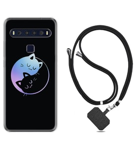 TCL 10L 10 Plus 10SE 20E 20SE 30 L7 Kılıf Boyun Askılı Silikon Love Cats 1604