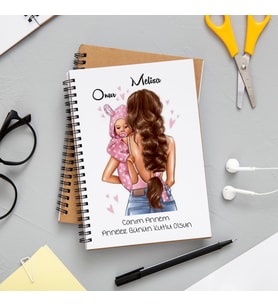 Anneler Günün Kutlu Olsun Anne - Kız Baskılı Defter Kişiye Özel