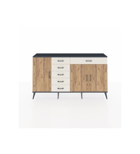 Arges Konsol 3 Raflı 6 Çekmeceli 3 Kapaklı 176x30x99 Antrasit-Çam/Aytaşı