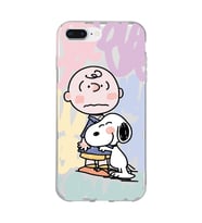 Iphone 7 Plus ve 8 Plus Uyumlu Snoopy ve Charlie Brown Tasarımlı Şeffaf Telefon Kılıfı