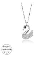 Swarovski Taşlı Gümüş Kuğu Bayan Kolye