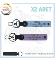 Hız Severlere Özel Süpriz, İsim Plaka ve B Rh (-) Kan Grubu Yazılı x2 Anahtarlık Set, Mor-Mavi-Laci (Çok Renkli)