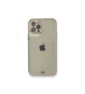 Durukar® iPhone 12 Pro Kılıf Liva Taşlı Silikon - Beyaz