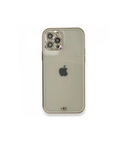 Durukar® iPhone 12 Pro Kılıf Liva Taşlı Silikon - Beyaz