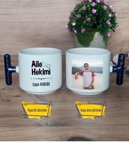 Aile Hekimi Kupa Bardak Fotoğraflı T Lacivert Kulplu Doktora Tıp Bayramı Hediyesi