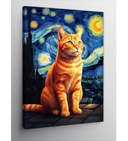 Kanvas Tablo Mavi Arkaplanda Kedi
