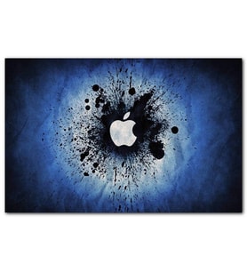 Cakatabloo Mavi Zeminde Püskürtme Apple Logosu MDF Tablo