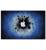 Cakatabloo Mavi Zeminde Püskürtme Apple Logosu MDF Tablo