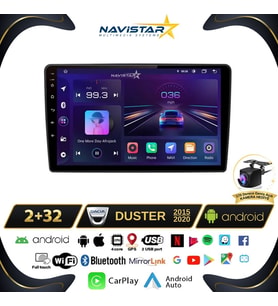 Dacia Duster 2015-2020 Model 2GB + 64GB Android 13 Kablosuz Carplay Navigasyon Multimedya Sistemi