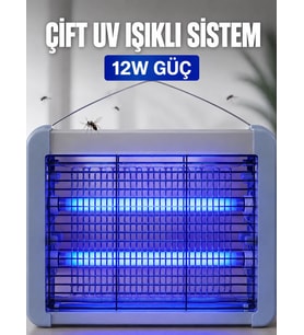 Mey İthalat® Elektrikli Sinek ve Sivrisinek Öldürücü 12W Çift UV Işıklı Böcek Lambası