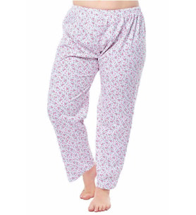 6 Adet Bayan Tek Alt Pijama Çiçek Desenli KIŞLIK Battal Boy (Karışık)