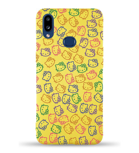 Samsung Galaxy A10s Uyumlu Lansman Kılıf Hello Kitty Tasarımlı İçi Kadife Kapak-sarı (Şeffaf)