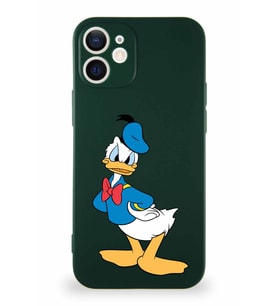 Apple iPhone 12 Mini Soft Premier Kapak Donald Duck-D Tasarımlı Silikon Kılıf - Yeşil (Şeffaf)