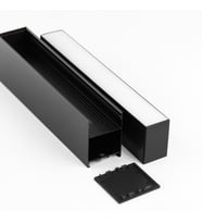 LED Alüminyum Profil Siyah Kasa 1 Metre 50x65mm Opak Pleksi Kapak Yan Kapak Sıva Üstü Tutucu 15475