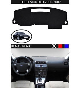 Ford Mondeo 2000-2007 İçin Uygun Torpido Koruma Halısı Siyah Kenar Renk Siyah