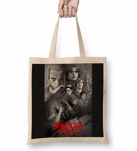 Stranger Things Black Bez Çanta Uzun Saplı