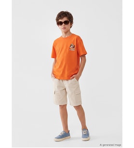 LCW Kids Turuncu Nostaljik Maymun Baskılı Unisex Çocuk Tişört
