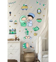 Dua Eden Çocuklar - Ramazan Ayı Temalı Ramazan Sticker Seti Cam Duvar Süsleri Çocuk Odası