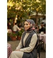 Yama Desen Füme Pamuk Eşarp (Standart)