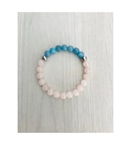 MK TASARIM Gerçek Pembe Kuvars & Mavi Kuvars Taşı Bileklik – MKT.1.101.24 (Doğal Taş, Boyasız) (Çok Renkli)
