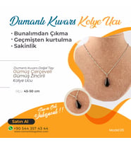 Dumanlı Kuvars Doğaltaş Kolye Ucu, Gümüş zincirle birlikte KU033