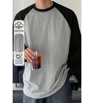 Erkek Reglan Kol Uzun Kollu Basic Tişört Süprem %100 Cotton Bisiklet Yaka Rahat Kalıp