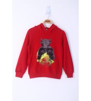 Toontoy Erkek Çocuk Boks Eldivenli Boğa Baskılı Sweatshirt (Kırmızı)
