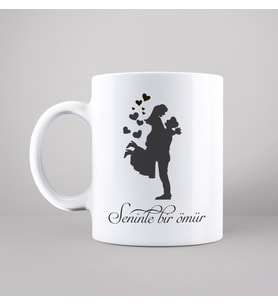 Gelin & Damat ( Seninle Bir Ömür ) Tasarımlı Kupa