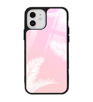 iPhone 12 - 12 Pro Uyumlu Beyaz Palmiye Tasarımlı Glossy Telefon Kılıfı