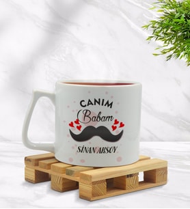 BK Gift Kişiye Özel Canım Babam Tasarımlı Middle Beyaz Kupa Bardak - Model 2
