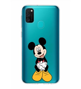 Samsung Galaxy M21 Kapak Mickey Mouse Tasarımlı Şeffaf Silikon Kılıf