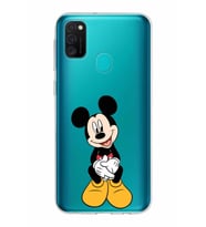 Samsung Galaxy M21 Kapak Mickey Mouse Tasarımlı Şeffaf Silikon Kılıf